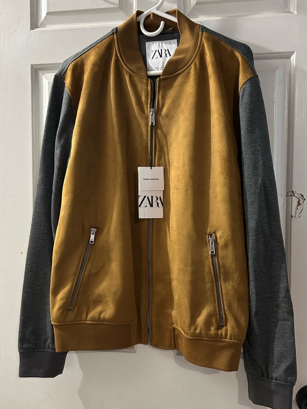 ZARA Men’s Mustard and Gray Colorblock Bomber Jacket